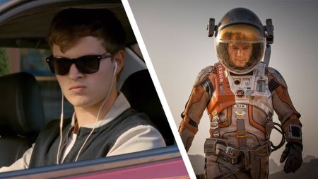 A still from the movie Baby Driver next to a still from the movie The Martian
