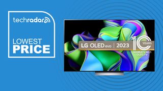 LG C3 deal image on blue background