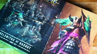 Helsmiths of Hashut Army Set box on a wooden surface