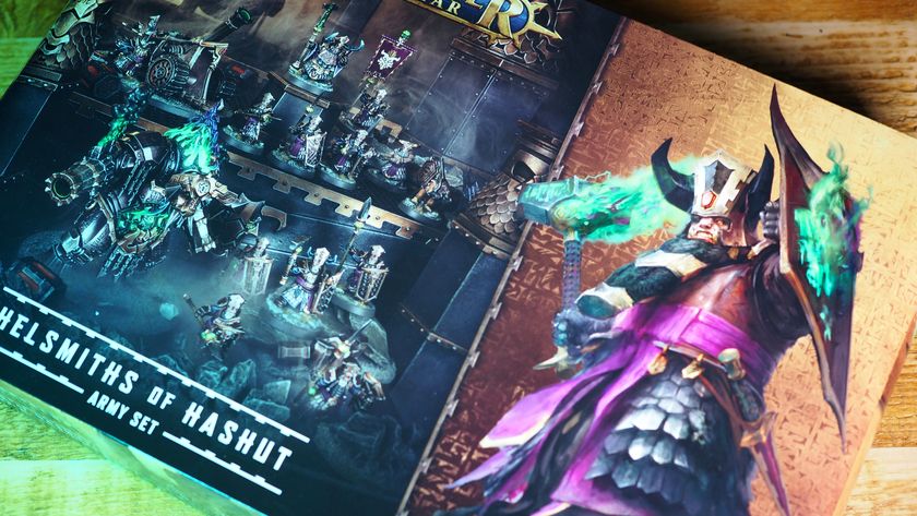 Helsmiths of Hashut Army Set box on a wooden surface