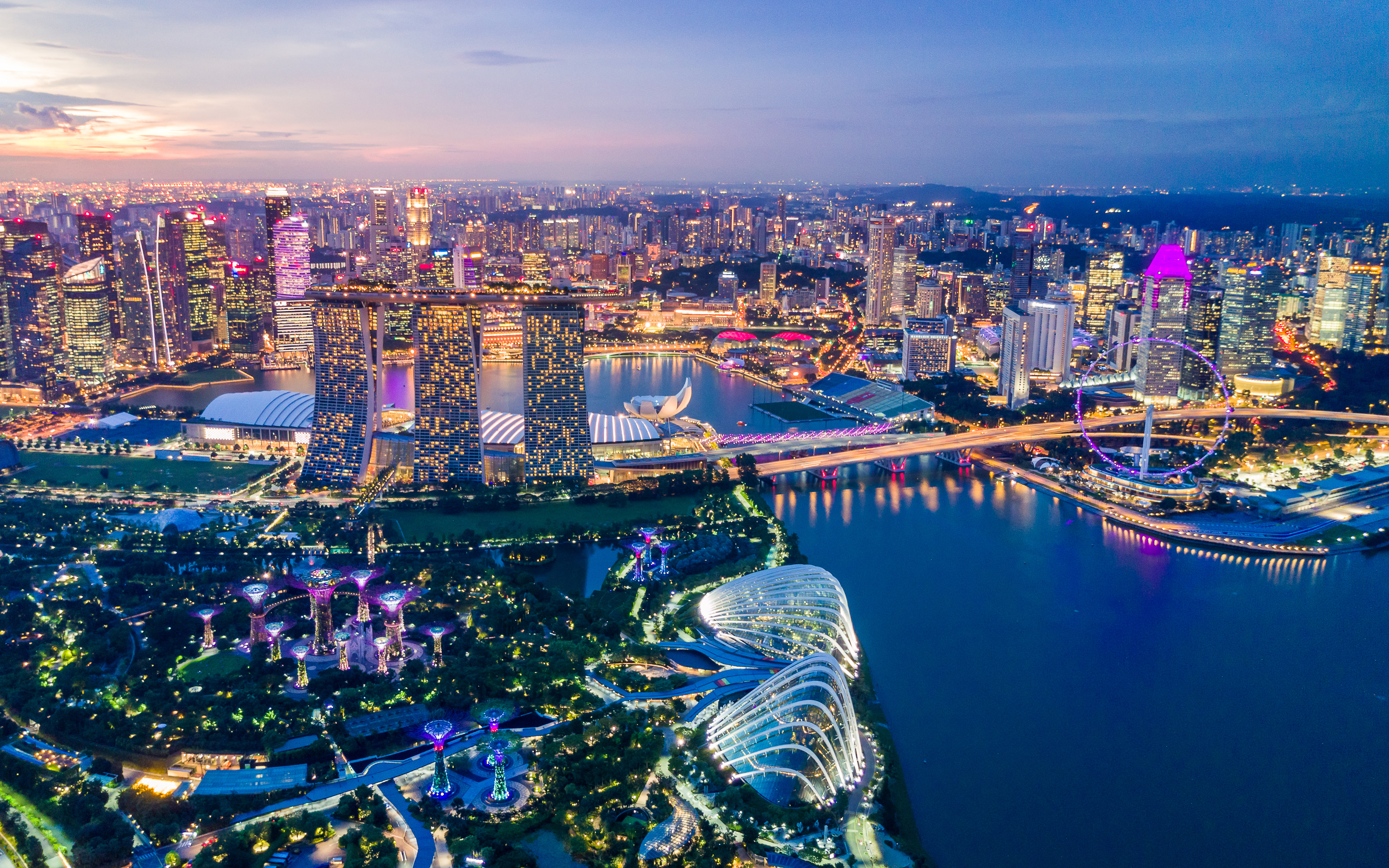 Singapore panoramic aerial skyline and cityscape view