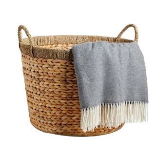 Water Hyacinth Basket with Contrast Trim