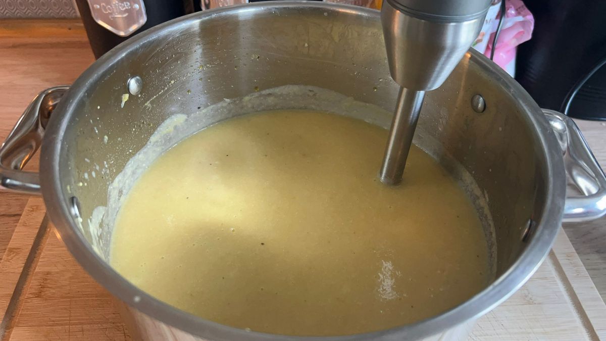 Soup blended using Cuisinart Power Blend Immersion Blender