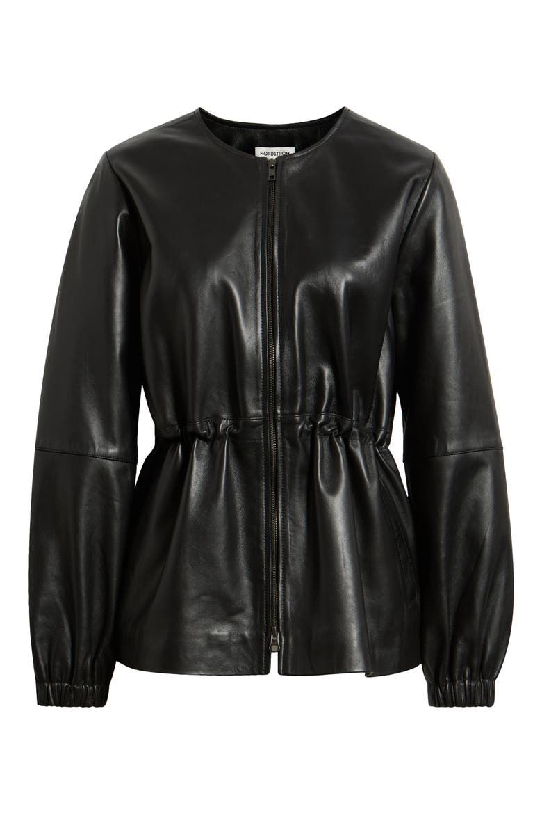 Cinch Waist Leather Jacket