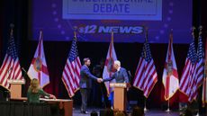 Ron DeSantis and Charlie Crist at their Florida debate.