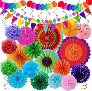 Set of colorful paper decorations