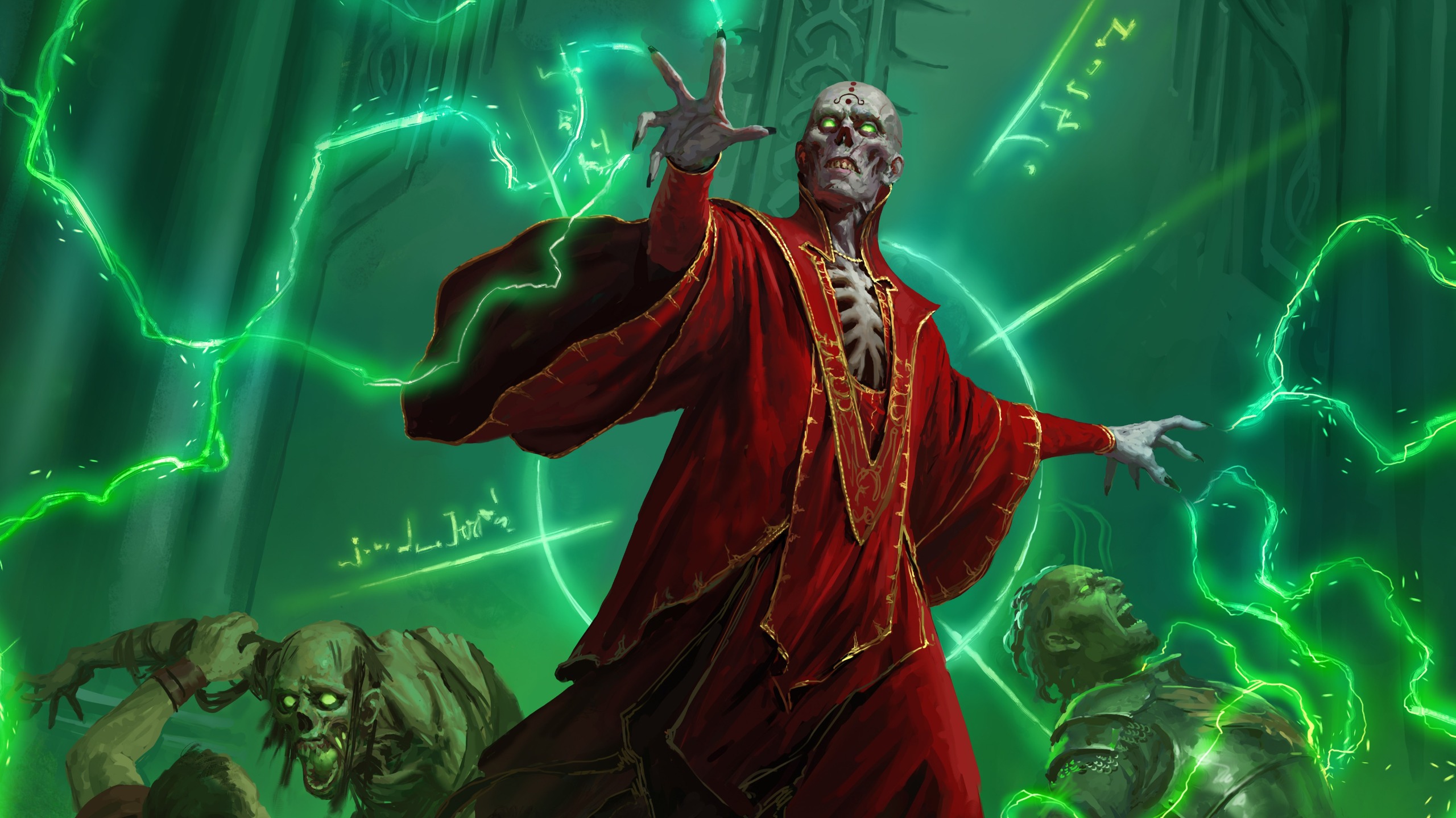 A necromancer wielding magic.