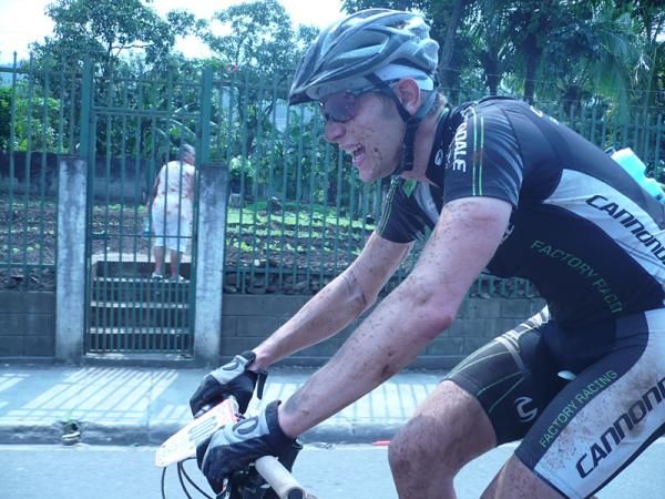 Ben Sonntag is almost at the finish as the stage 1 winner.