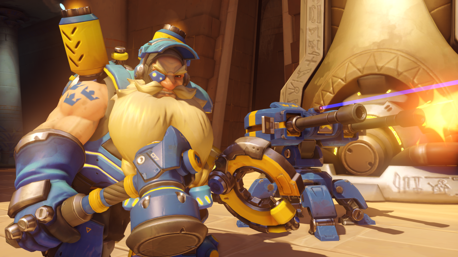 Torbjorn standing next to his turret