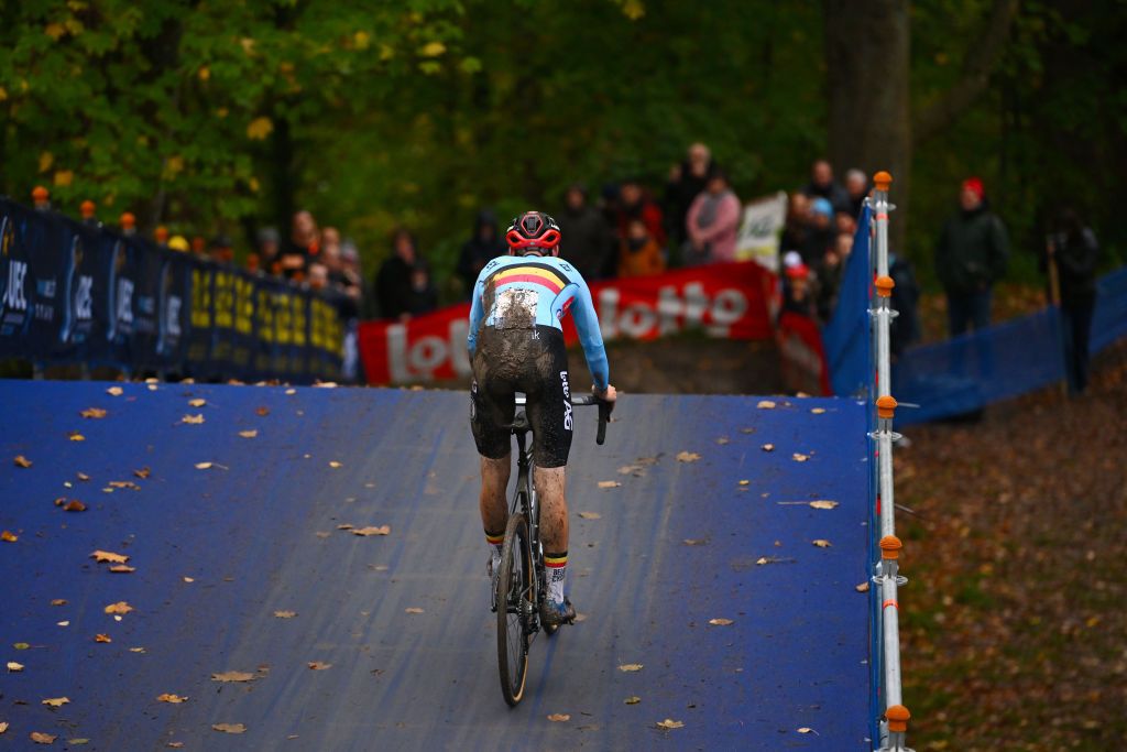 NAMUR BELGIUM NOVEMBER 06 Michael Vanthourenhout of Belgium competes during the 20th UEC European Cyclocross Championships 2022 Mens Elite EuroCross22 on November 06 2022 in Namur Belgium Photo by Luc ClaessenGetty Images