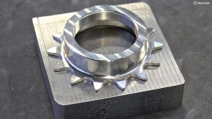 From the block beneath to the finished sprocket on top