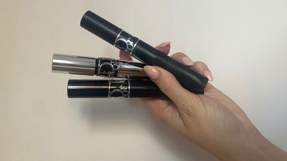Lucy Abbersteen holding all three Dior mascaras