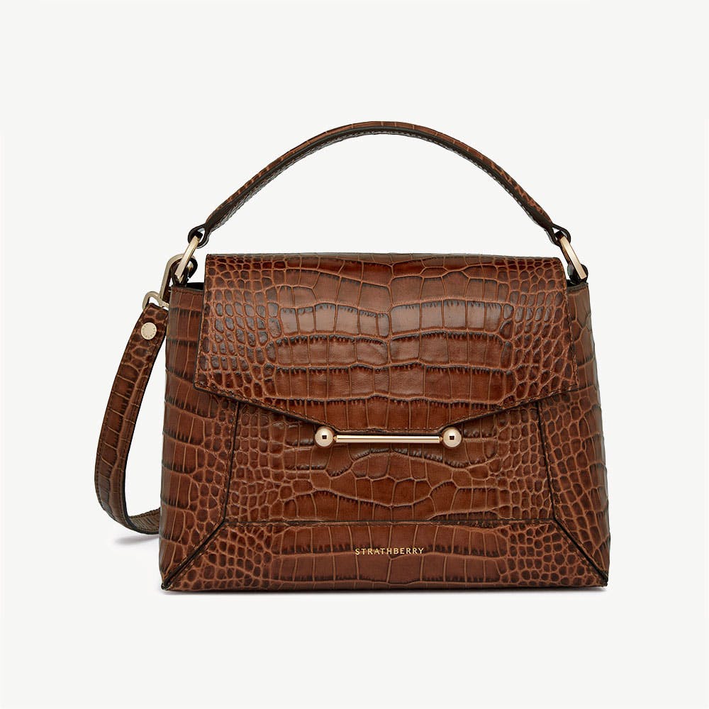 Mosaic Bag - Soft Croc-Embossed Leather Walnut