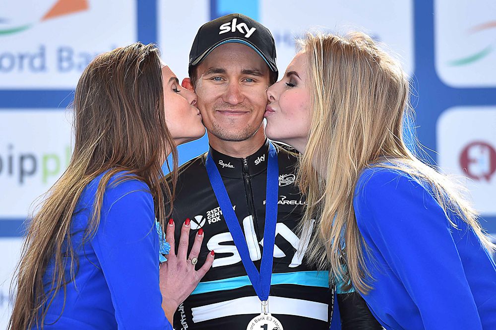 Michal Kwiatkowski on the E3 Harelbeke podium