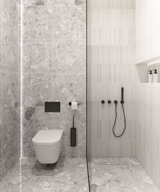 A neutral small wet room