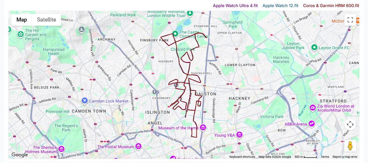 GPS Tracks Apple Watch vs
