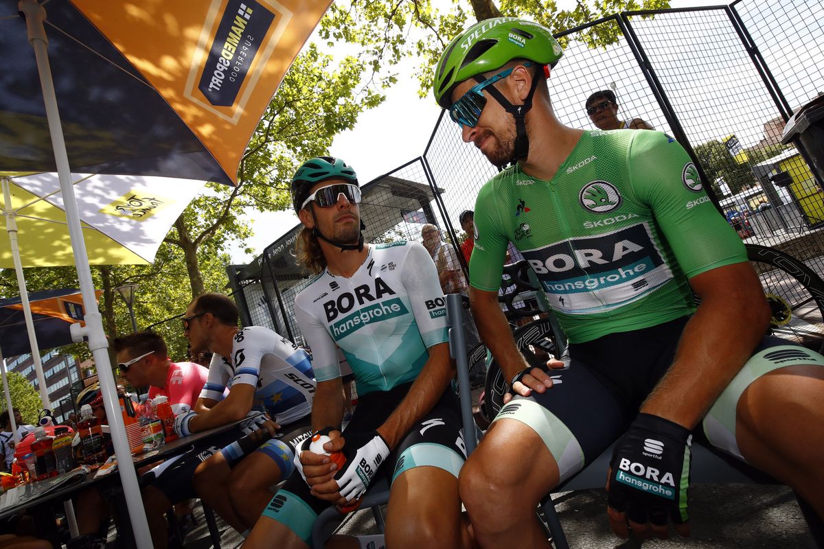 Green jersey Peter Sagan (Bora-Hansgrohe) at the start of stage 11