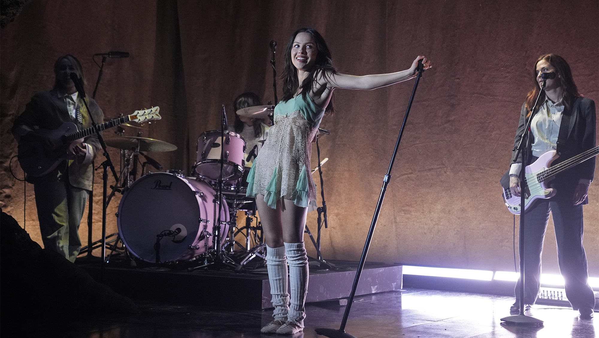 SATURDAY NIGHT LIVE -- Episode 1902 -- Pictured: Musical guest Olivia Rodrigo performs "Drop Dead" on Saturday, May 2, 2026