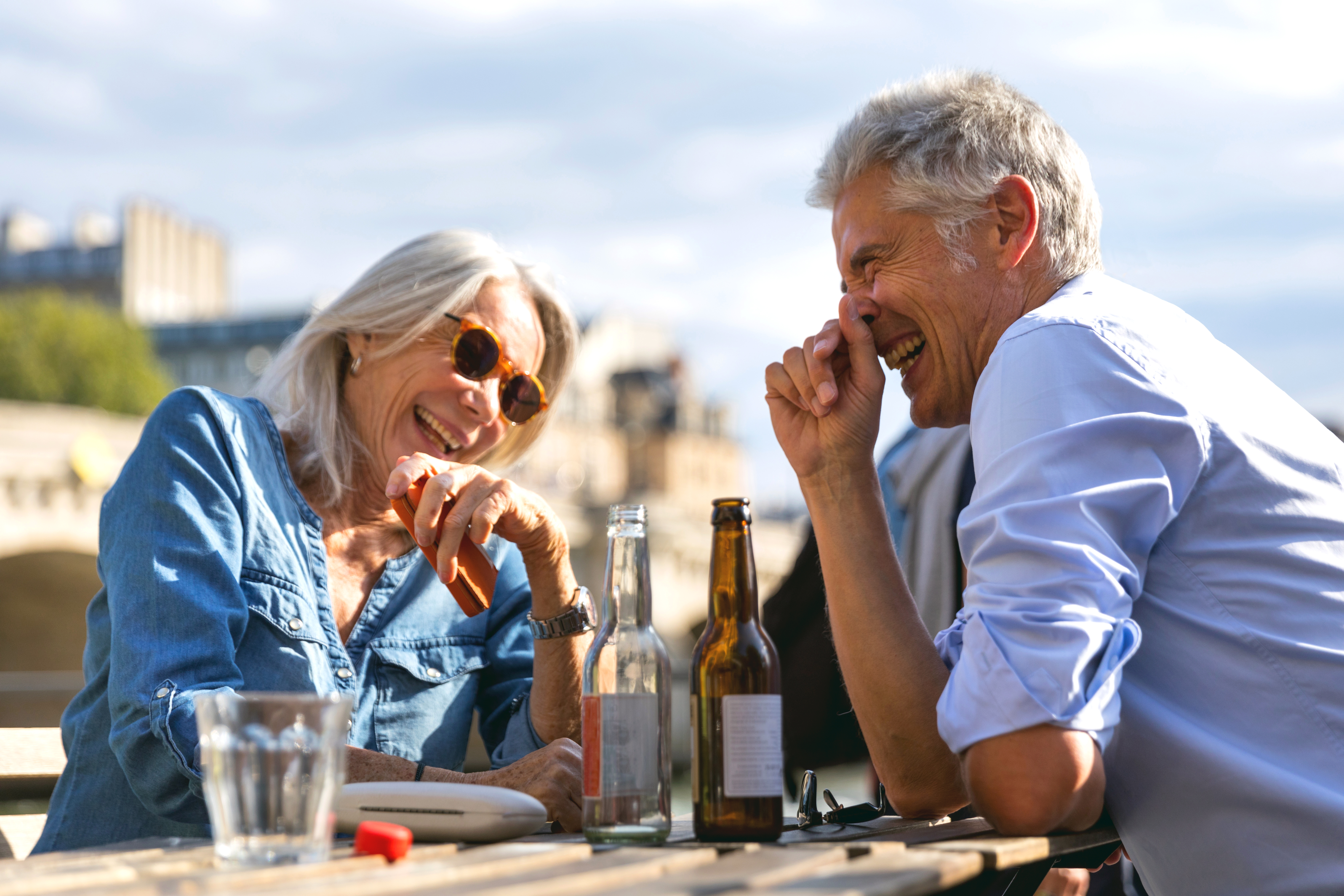 Senior couple in vacation, spending their holidays visiting the beautiful city of Paris, France.