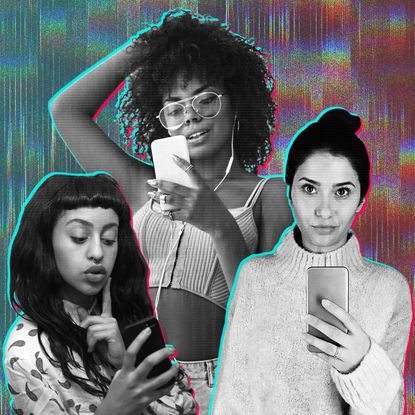 Graphic with three woman on phones 