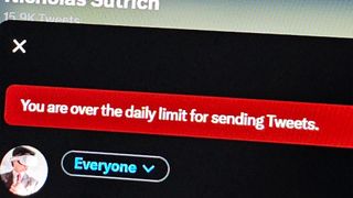 A daily limit error from Twitter