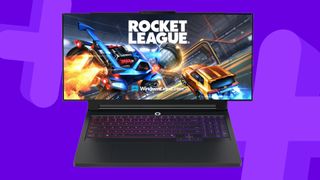 Rumored rollable Lenovo Legion gaming laptop on a purple background