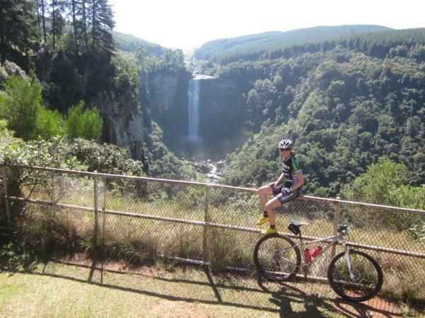 Stopping to enjoy the scenery at Karkloof Falls.