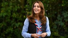 Kate Middleton arrives to visit a Scout Group in Northolt, northwest London where she joined Cub and Beaver Scouts in outdoor activities on September 29, 2020 in London, England.