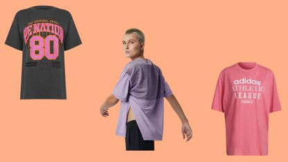 best oversized gym t shirts: Health Editor Ally Head trying one of the best oversized gym t shirts