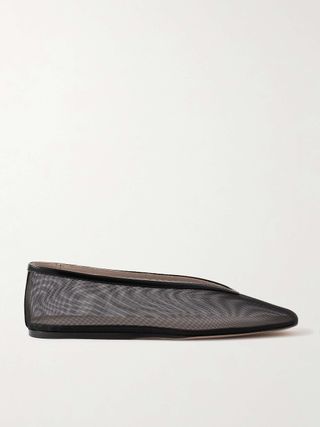 Luna Leather-Trimmed Mesh Ballet Flats