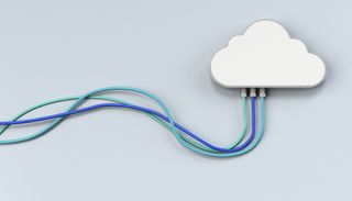Cloud computing represented by a cloud with wires coming out of it