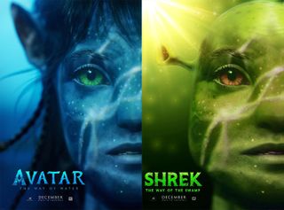 Avatar poster and Shrek version of Avatar poster