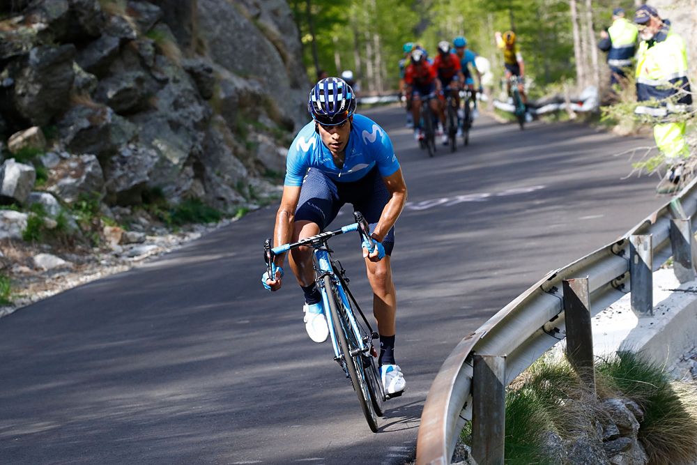 Mikel Landa (Movistar) on the final climb to stage 13 finish at the Giro d'Italia