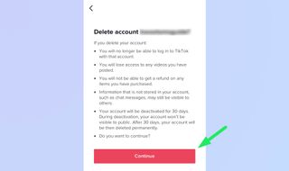 How to delete a TikTok account: Step 5