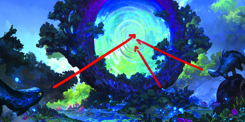 Image of a fantasy forest digital art scene with a magic portal