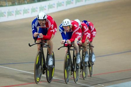 The British men's team pursuit team was fastest in the qualifying ride.