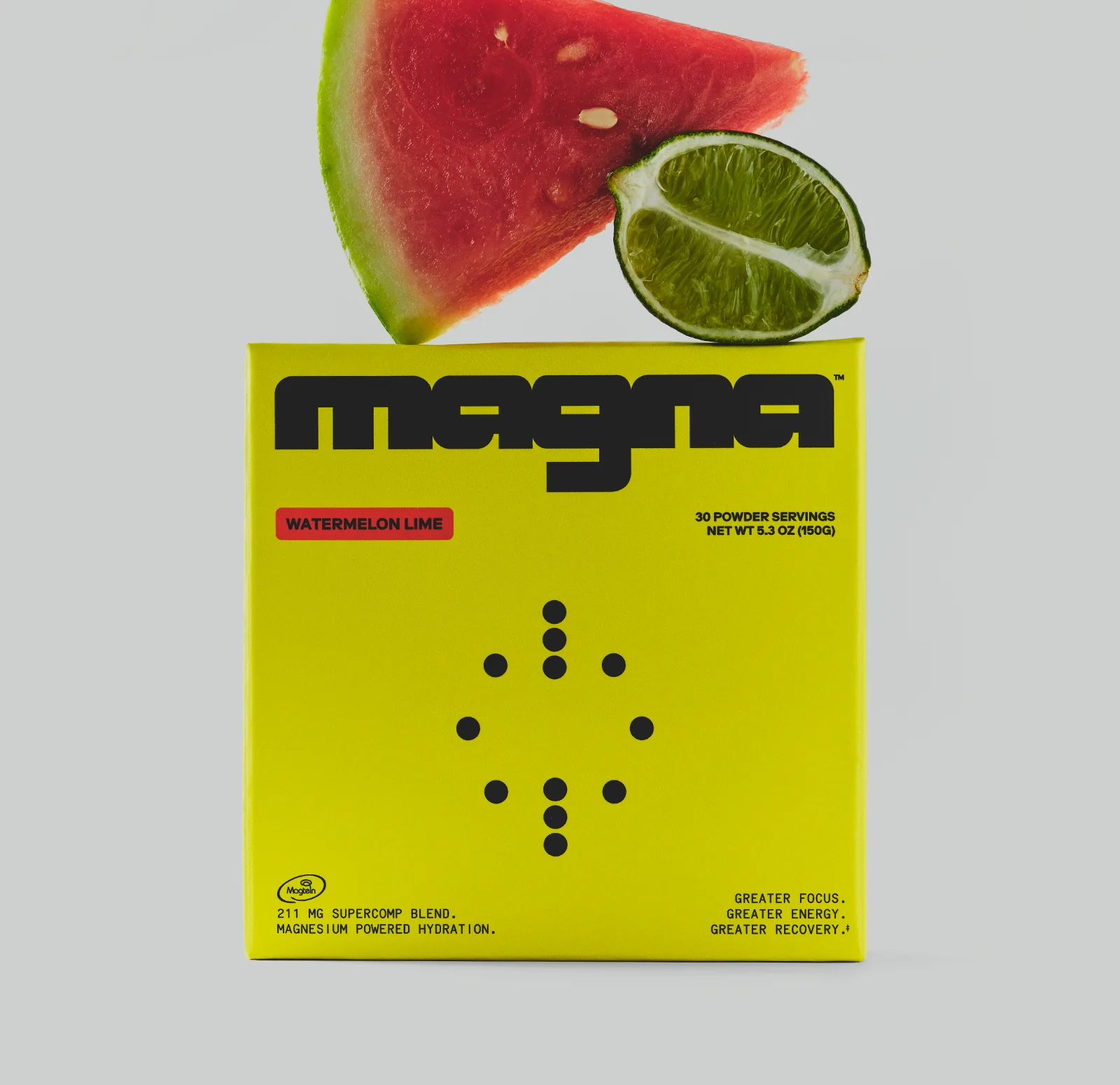 Magna Electrolyte Powder Drink Mix for Hydration, Energy & Focus Support With Magnesium L Threonate, Malate & Glycinate, Sodium, Potassium, Vitamin D, B6 & B12, Watermelon Lime Flavor, 28 Servings