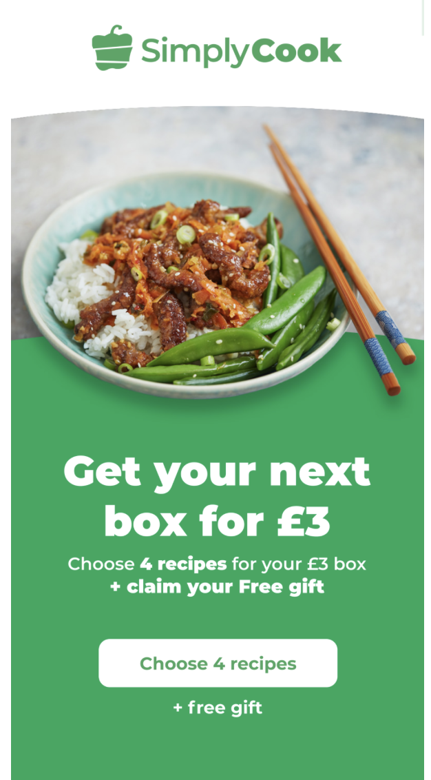 Simply Cook email marketing example