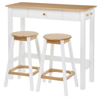 bar table with wooden and stool