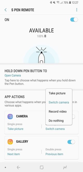 Galaxy Note 9 S Pen settings
