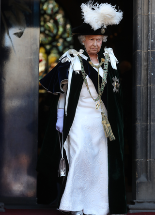 Queen Elizabeth II leaves The Thistle Service at St Giles Cathedral on July 6, 2018 in Edinburgh, Scotland