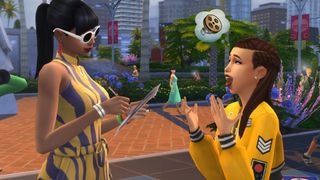 A celebrity Sim signing an autograph during The Sims 4 expansion pack, Get Famous.