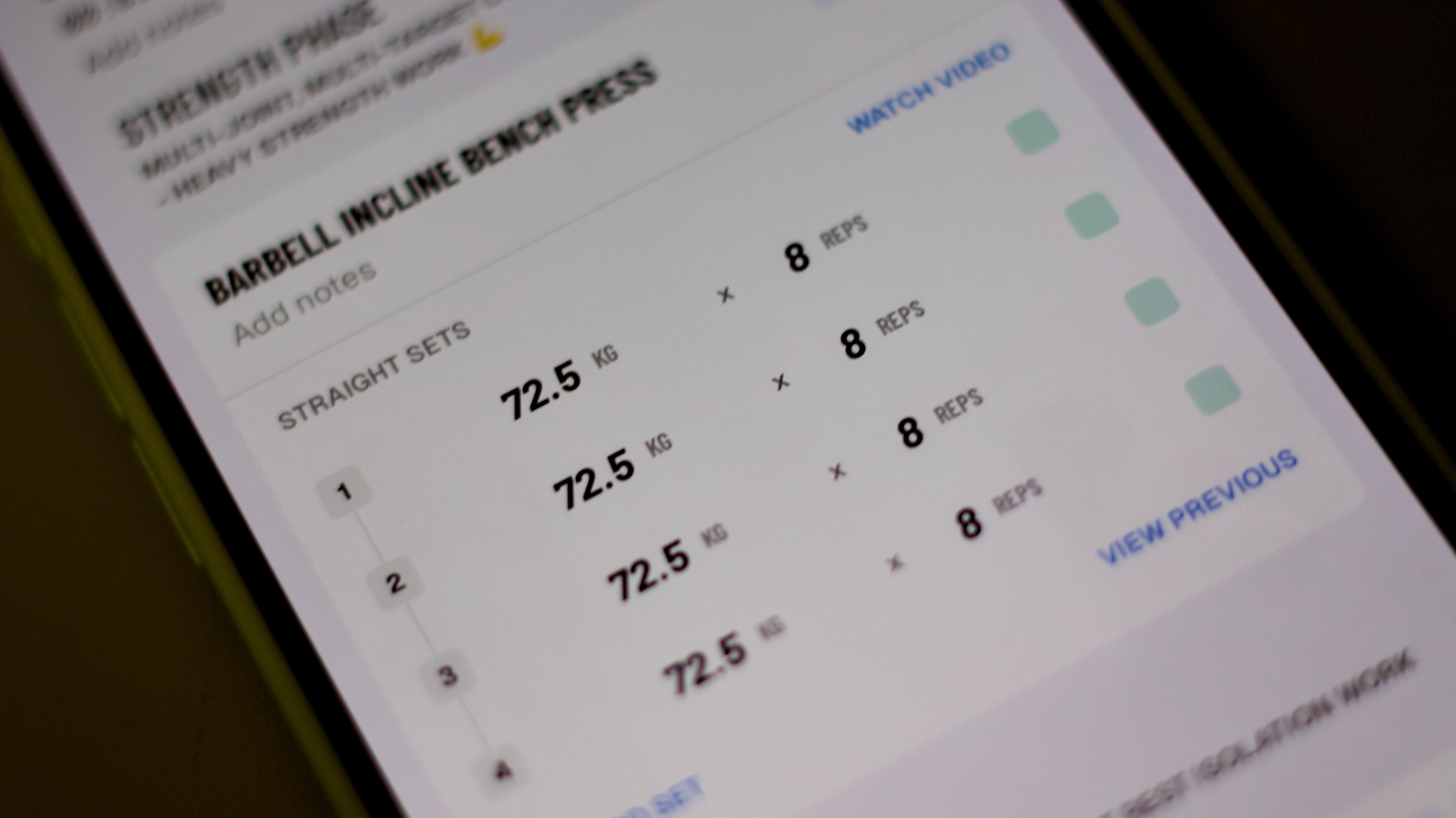 Push app count and weight screen