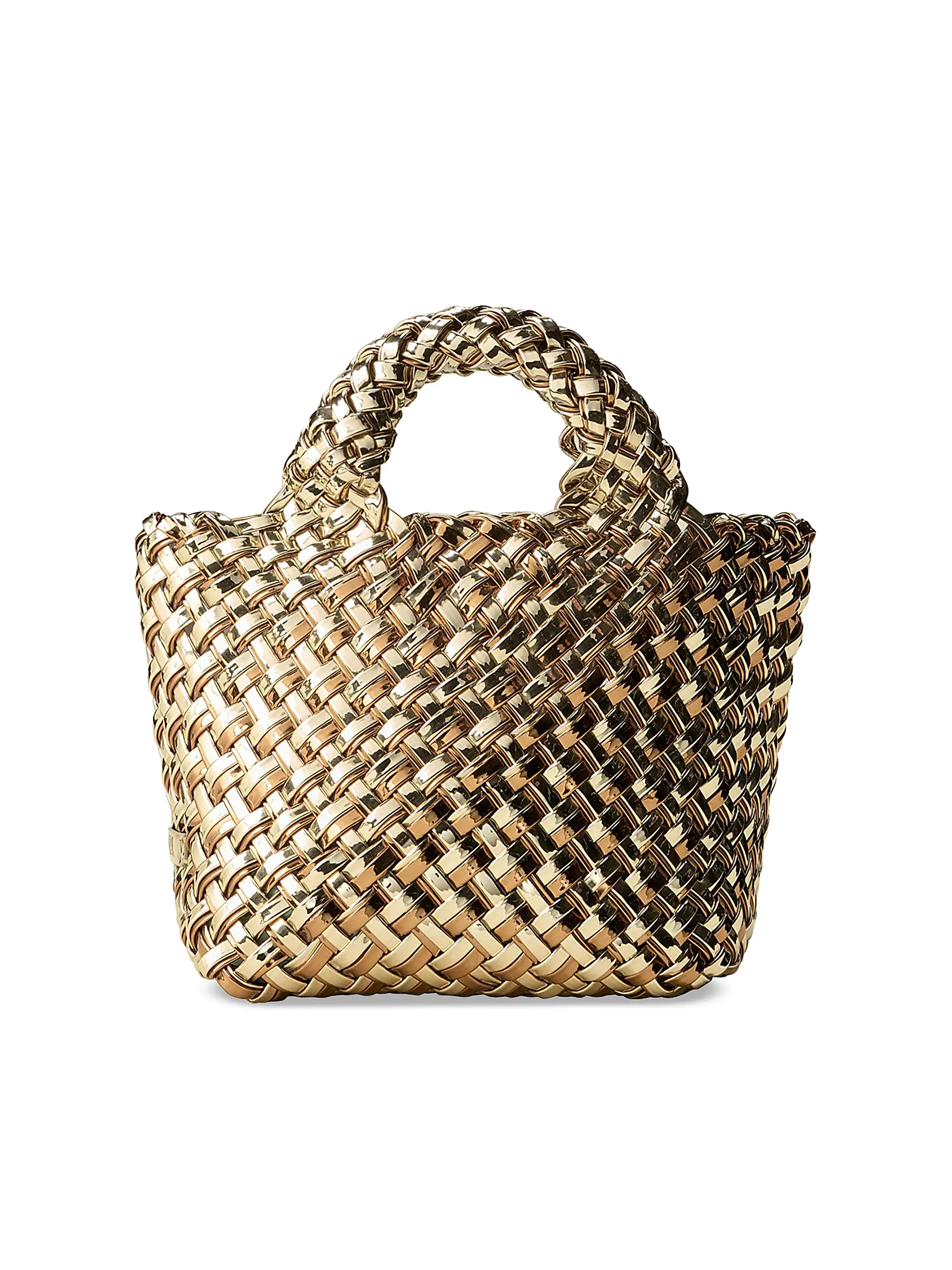 St. Barths Petit Double Weave Metallic Top Handle Bag
