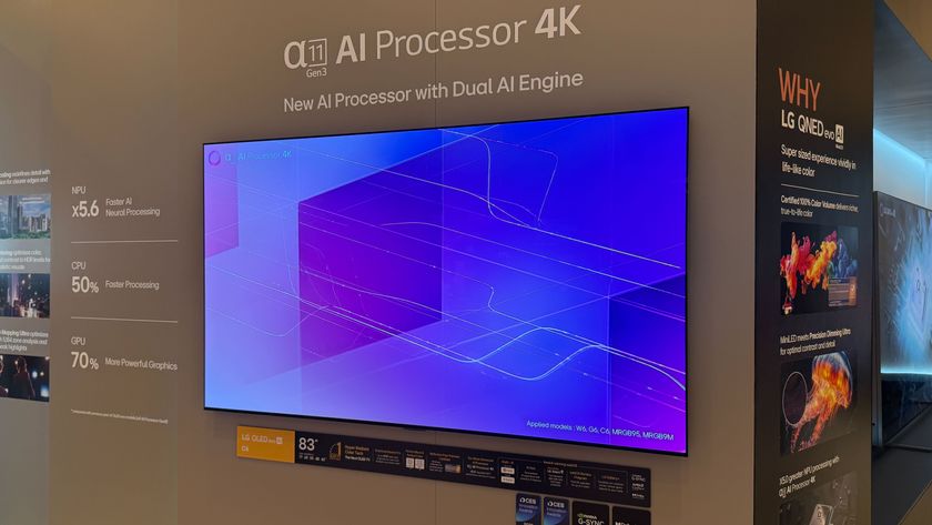 A wall mounted LG C6 OLED TV at LG's CES 2026 booth