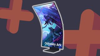 Samsung Odyssey Ark 55-inch monitor with grey backdrop