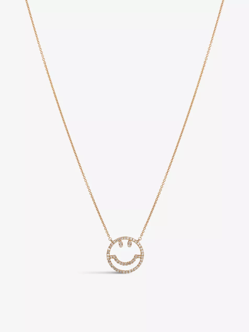 Have a Nice Day 14ct Rose-Gold and 0.17ct Diamond Necklace
