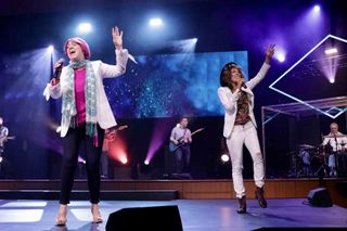 Musicians perform on Oak Pointe Church's stage