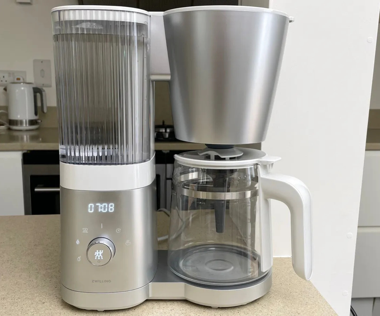 Zwilling Enfinigy Drip Coffee Maker on a kitchen counter tops