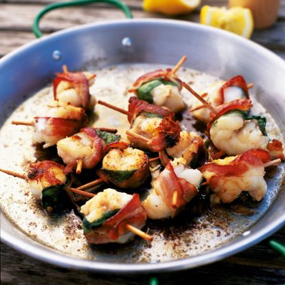 Monkfish Kebabs with Bacon and Sage recipe-Bacon recipes-recipe ideas-new recipes-woman and home